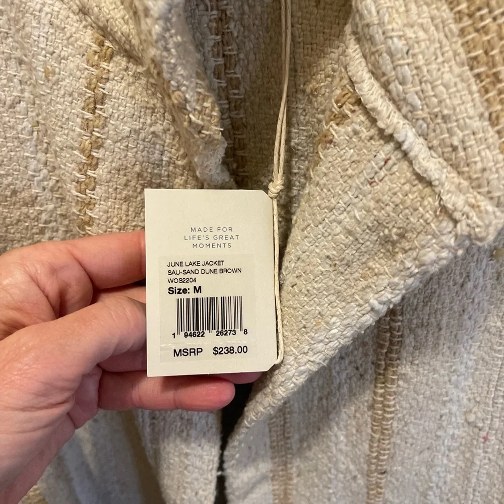 Faherty June linen cotton blazer tie waist heavy fabric but summer spring coat - Picture 3 of 6
